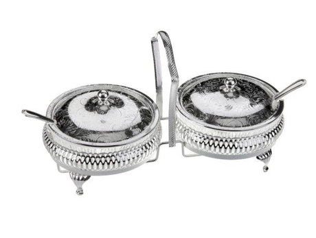 Queen Anne Double Jam With Lids/Spoon Silver Plate 14.6 X12 X 25.7cm Queen Anne English Silver Plate - Al Kabayel Discount CentreQueen Anne Double Jam With Lids/Spoon Silver Plate 14.6 X12 X 25.7cm Queen Anne English Silver PlateStylish ServewareQUEEN ANNEAl Kabayel Discount Centre