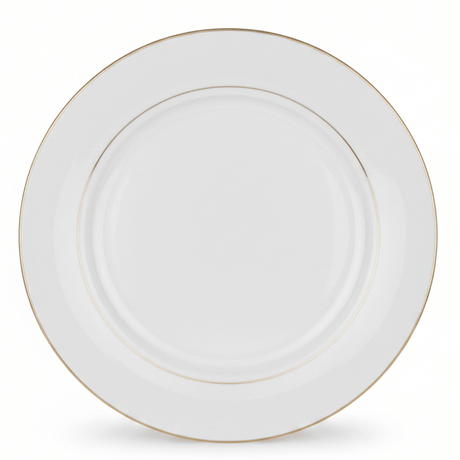 Queens White Ceramic Dinner Plate with Golden Rim — 10.5 Inch - Al Kabayel Discount CentreQueens White Ceramic Dinner Plate with Golden Rim — 10.5 InchPlatesQUEENSAl Kabayel Discount Centre