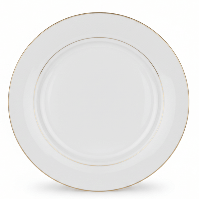Queens White Ceramic Dinner Plate with Golden Rim — 10.5 Inch - Al Kabayel Discount CentreQueens White Ceramic Dinner Plate with Golden Rim — 10.5 InchPlatesQUEENSAl Kabayel Discount Centre