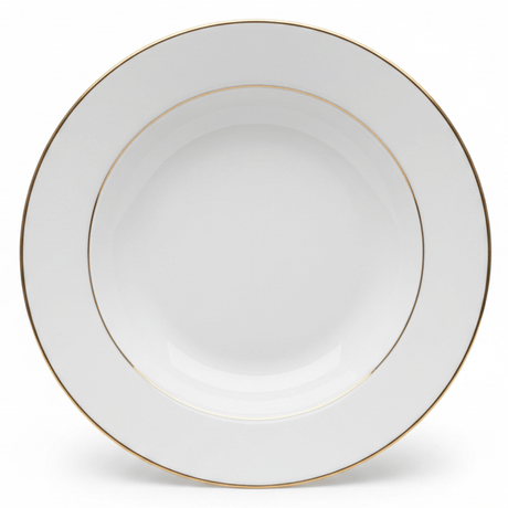 Queens White Ceramic Soup Plate with Golden Rim | 8 Inch | Premium Tableware - Al Kabayel Discount CentreQueens White Ceramic Soup Plate with Golden Rim | 8 Inch | Premium TablewarePlatesQUEENSAl Kabayel Discount Centre