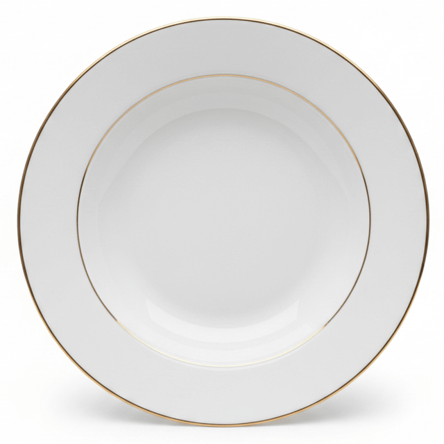 Queens White Ceramic Soup Plate with Golden Rim | 8 Inch | Premium Tableware - Al Kabayel Discount CentreQueens White Ceramic Soup Plate with Golden Rim | 8 Inch | Premium TablewarePlatesQUEENSAl Kabayel Discount Centre