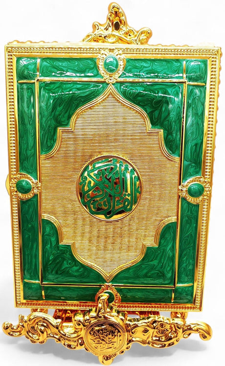 Quran Box With Stand Golden Green Large 27x20cm - Al Kabayel Discount CentreQuran Box With Stand Golden Green Large 27x20cmHome Décor AccentsAKDCAl Kabayel Discount Centre