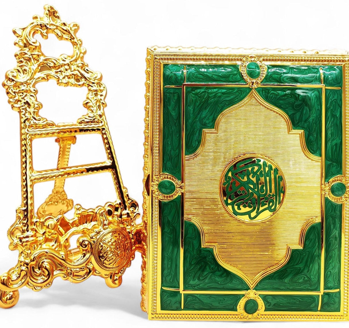 Quran Box With Stand Golden Green Large 27x20cm - Al Kabayel Discount CentreQuran Box With Stand Golden Green Large 27x20cmHome Décor AccentsAKDCAl Kabayel Discount Centre