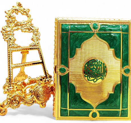 Quran Box With Stand Golden Green Large 27x20cm - Al Kabayel Discount CentreQuran Box With Stand Golden Green Large 27x20cmHome Décor AccentsAKDCAl Kabayel Discount Centre