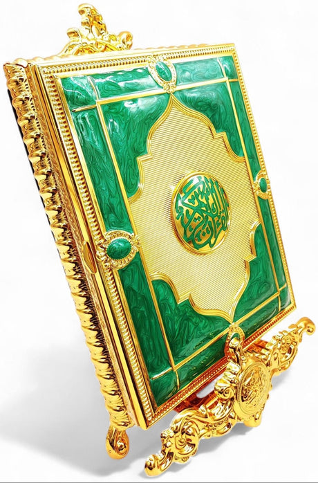 Quran Box With Stand Golden Green Large 27x20cm - Al Kabayel Discount CentreQuran Box With Stand Golden Green Large 27x20cmHome Décor AccentsAKDCAl Kabayel Discount Centre