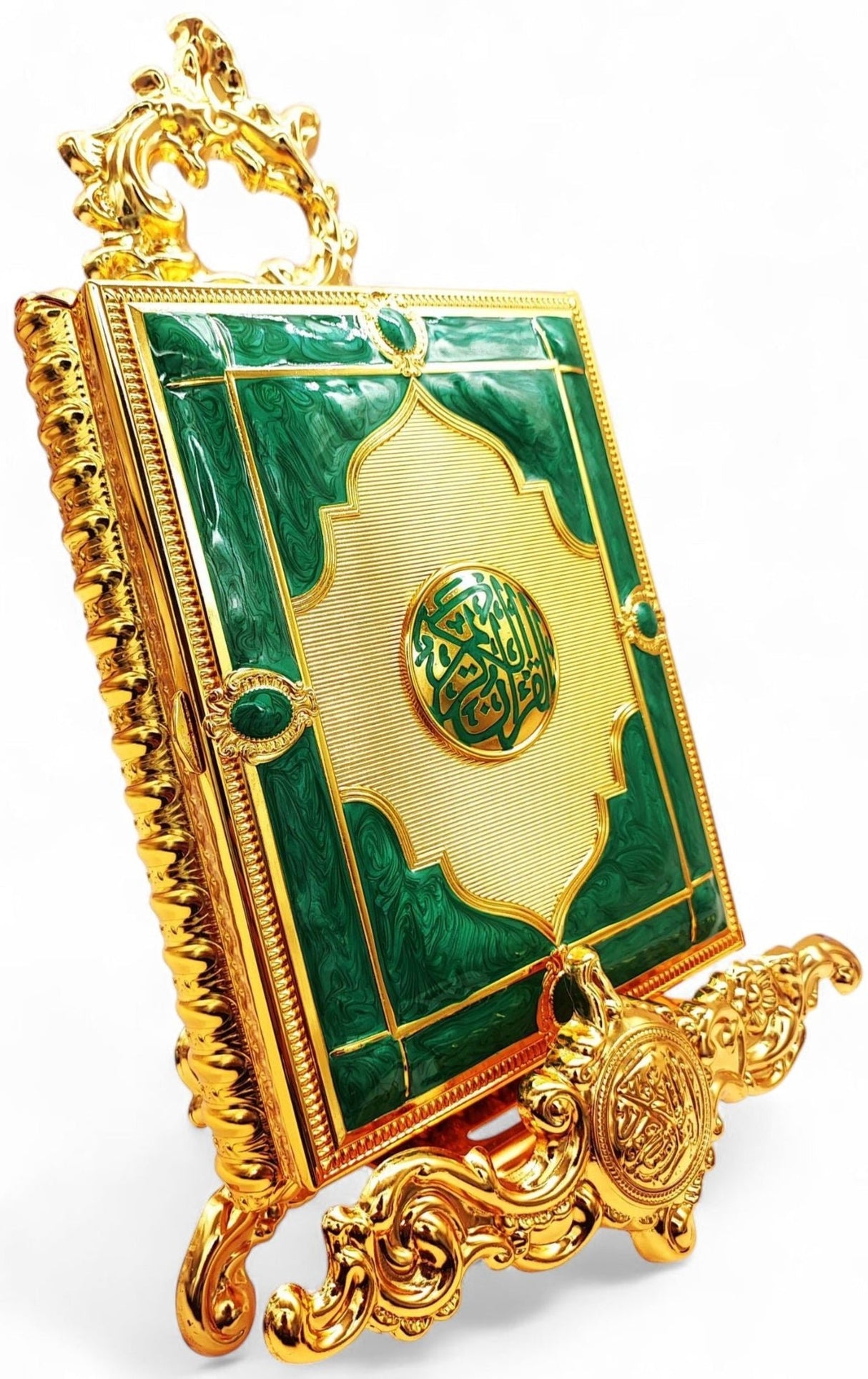 Quran Box With Stand Golden Green Medium 22x17cm - Al Kabayel Discount CentreQuran Box With Stand Golden Green Medium 22x17cmHome Décor AccentsAKDCAl Kabayel Discount Centre