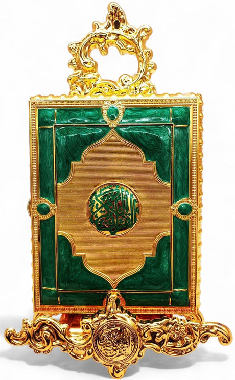 Quran Box With Stand Golden Green Medium 22x17cm - Al Kabayel Discount CentreQuran Box With Stand Golden Green Medium 22x17cmHome Décor AccentsAKDCAl Kabayel Discount Centre