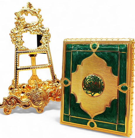 Quran Box With Stand Golden Green Medium 22x17cm - Al Kabayel Discount CentreQuran Box With Stand Golden Green Medium 22x17cmHome Décor AccentsAKDCAl Kabayel Discount Centre
