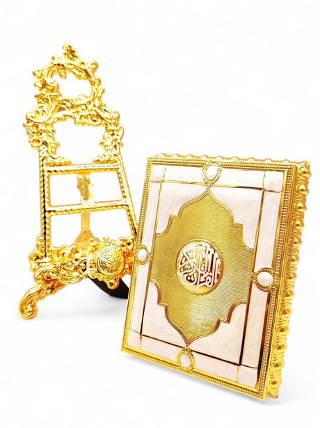 Quran Box With Stand Golden White Small 17x12cm - Al Kabayel Discount CentreQuran Box With Stand Golden White Small 17x12cmHome Décor AccentsAKDCAl Kabayel Discount Centre