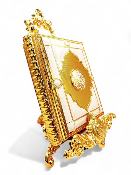 Quran Box With Stand Golden White Small 17x12cm - Al Kabayel Discount CentreQuran Box With Stand Golden White Small 17x12cmHome Décor AccentsAKDCAl Kabayel Discount Centre