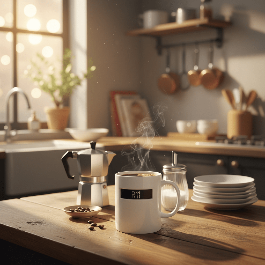 R11 Ceramic Mug 350ml | White Mug with Rhinestone Black Label Design - Al Kabayel Discount CentreR11 Ceramic Mug 350ml | White Mug with Rhinestone Black Label DesignMugsAKDCAl Kabayel Discount Centre