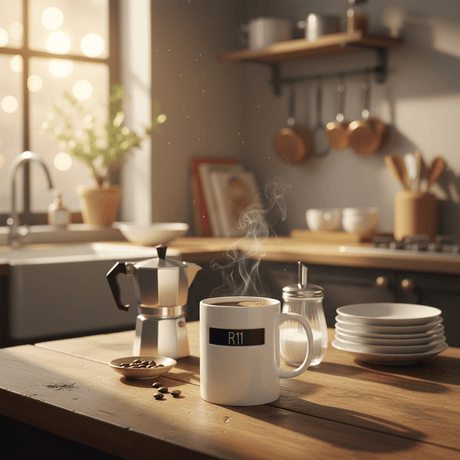 R11 Ceramic Mug 350ml | White Mug with Rhinestone Black Label Design - Al Kabayel Discount CentreR11 Ceramic Mug 350ml | White Mug with Rhinestone Black Label DesignMugsAKDCAl Kabayel Discount Centre