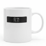 R11 Ceramic Mug 350ml | White Mug with Rhinestone Black Label Design - Al Kabayel Discount CentreR11 Ceramic Mug 350ml | White Mug with Rhinestone Black Label DesignMugsAKDCAl Kabayel Discount Centre