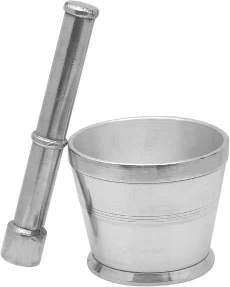 Raj Aluminium Mortar With Stand, Silver, RAM003, Garlic Crusher Manual Spices Grinder Chutney Maker Ideal for Ginger Garlic, Herbs Grinder - 12CM - Al Kabayel Discount CentreRaj Aluminium Mortar With Stand, Silver, RAM003, Garlic Crusher Manual Spices Grinder Chutney Maker Ideal for Ginger Garlic, Herbs Grinder - 12CMKitchen Utensils & GadgetsRAJAl Kabayel Discount Centre
