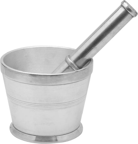 Raj Aluminium Mortar With Stand, Silver, RAM003, Garlic Crusher Manual Spices Grinder Chutney Maker Ideal for Ginger Garlic, Herbs Grinder - 12CM - Al Kabayel Discount CentreRaj Aluminium Mortar With Stand, Silver, RAM003, Garlic Crusher Manual Spices Grinder Chutney Maker Ideal for Ginger Garlic, Herbs Grinder - 12CMKitchen Utensils & GadgetsRAJAl Kabayel Discount Centre