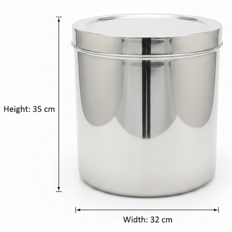 Raj Stainless Steel Dabba 35×32 cm - Al Kabayel Discount CentreRaj Stainless Steel Dabba 35×32 cmJars & Food SaversRAJAl Kabayel Discount Centre