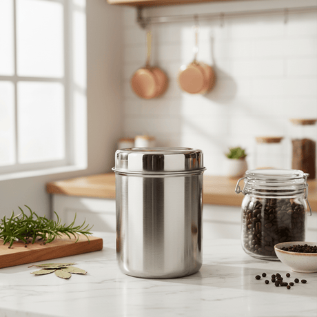 Raj Stainless Steel Dabba Container with Lid – 15×11 cm - Al Kabayel Discount CentreRaj Stainless Steel Dabba Container with Lid – 15×11 cmJars & Food SaversRAJAl Kabayel Discount Centre