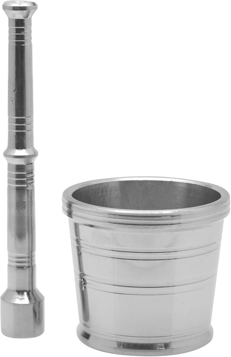 Raj Stainless Steel Mortar SM0003, Garlic Crusher , Manual Spices Grinder Chutney Maker Ideal for Ginger Garlic Herbs Grinder - 7.5CM(Medium) - Al Kabayel Discount CentreRaj Stainless Steel Mortar SM0003, Garlic Crusher , Manual Spices Grinder Chutney Maker Ideal for Ginger Garlic Herbs Grinder - 7.5CM(Medium)Kitchen Utensils & GadgetsRAJAl Kabayel Discount Centre