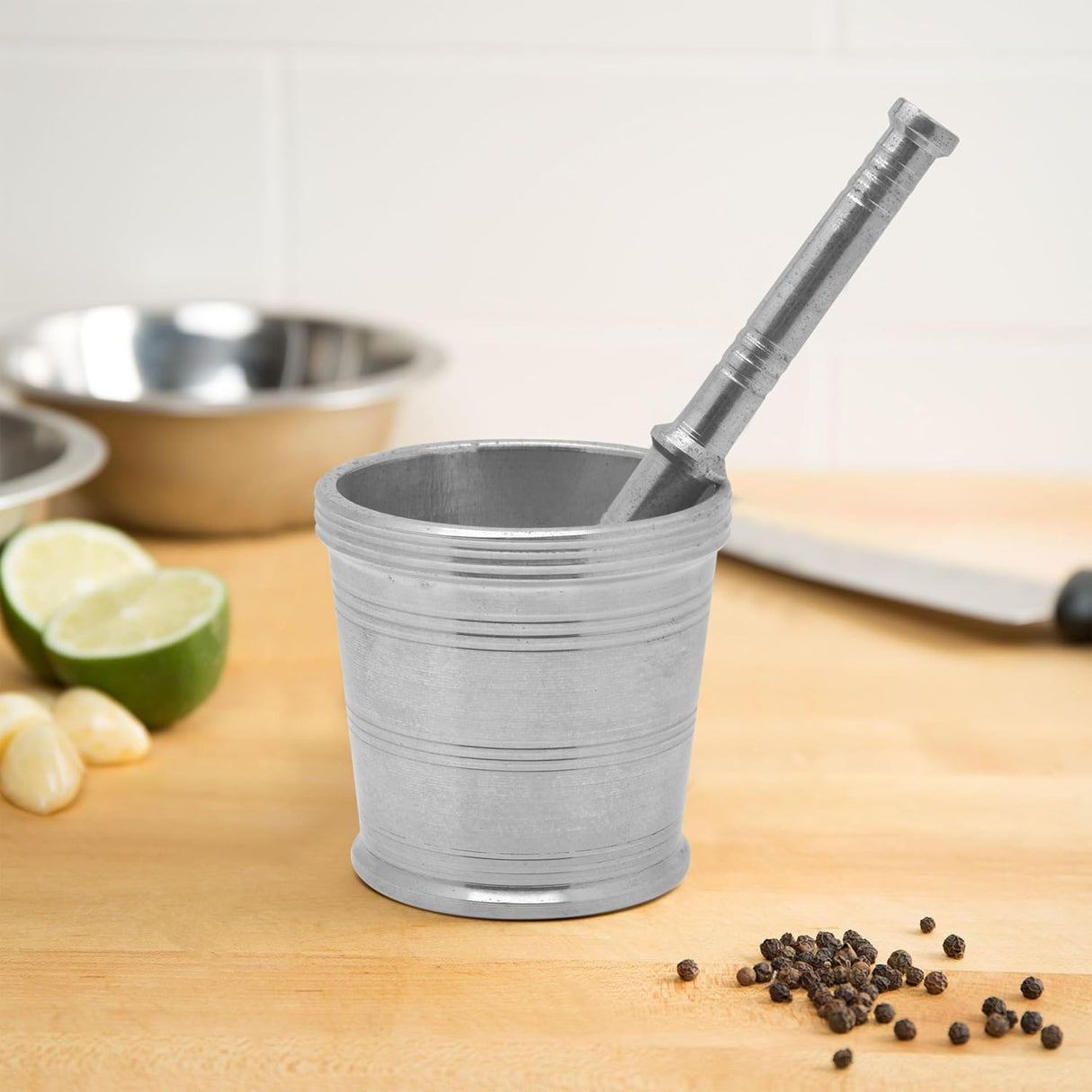 Raj Stainless Steel Mortar SM0004, Garlic Crusher , Manual Spices Grinder Chutney Maker Ideal for Ginger Garlic, Herbs Grinder - 8.5CM(Large) - Al Kabayel Discount CentreRaj Stainless Steel Mortar SM0004, Garlic Crusher , Manual Spices Grinder Chutney Maker Ideal for Ginger Garlic, Herbs Grinder - 8.5CM(Large)Kitchen Utensils & GadgetsRAJAl Kabayel Discount Centre