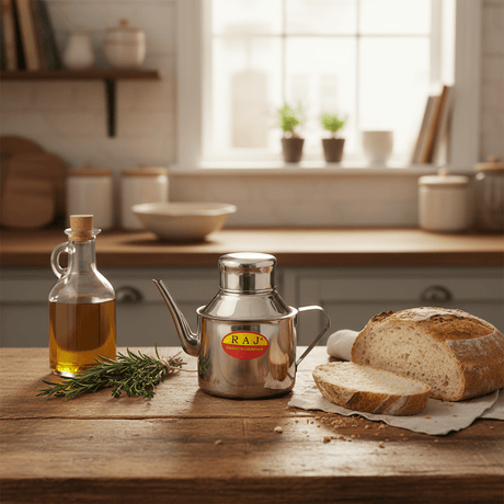 Raj Stainless Steel Oil Storage Can (13×9 cm) - Al Kabayel Discount CentreRaj Stainless Steel Oil Storage Can (13×9 cm)Kitchen Utensils & GadgetsRAJAl Kabayel Discount Centre