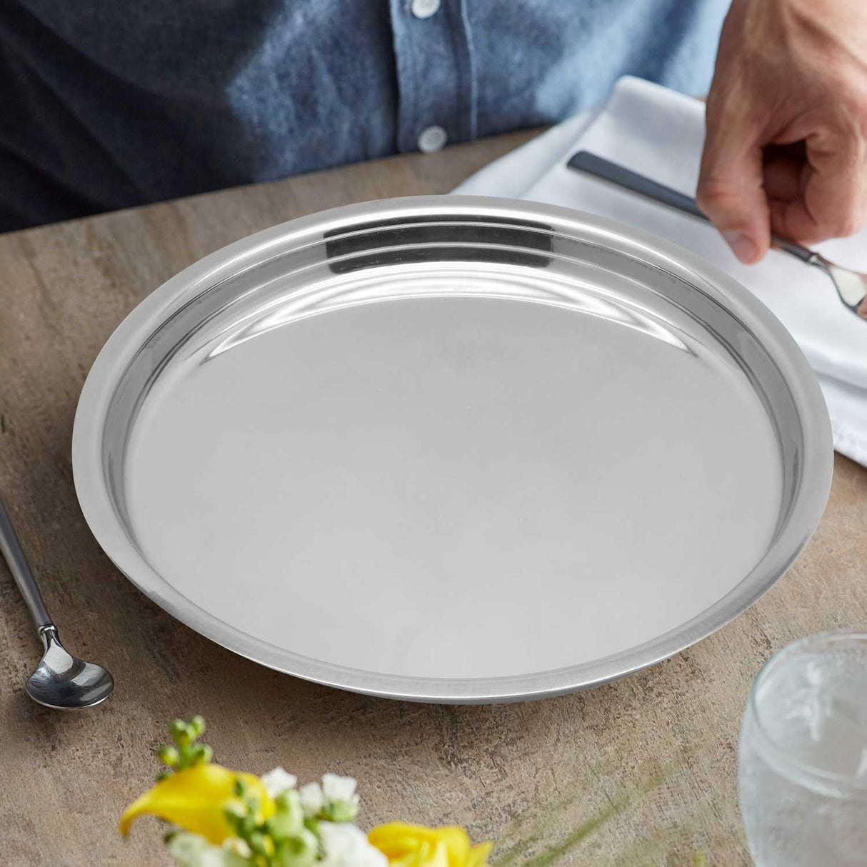 Raj Stainless Steel Round Dinner Plate Silver TP0012 Serveware Rice Plate - 28CM - Al Kabayel Discount CentreRaj Stainless Steel Round Dinner Plate Silver TP0012 Serveware Rice Plate - 28CMPlatesRAJAl Kabayel Discount Centre