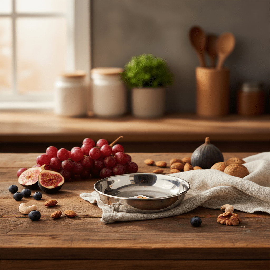 Raj Stainless Steel Small Serving Plate – 12 cm - Al Kabayel Discount CentreRaj Stainless Steel Small Serving Plate – 12 cmPlatesRAJAl Kabayel Discount Centre