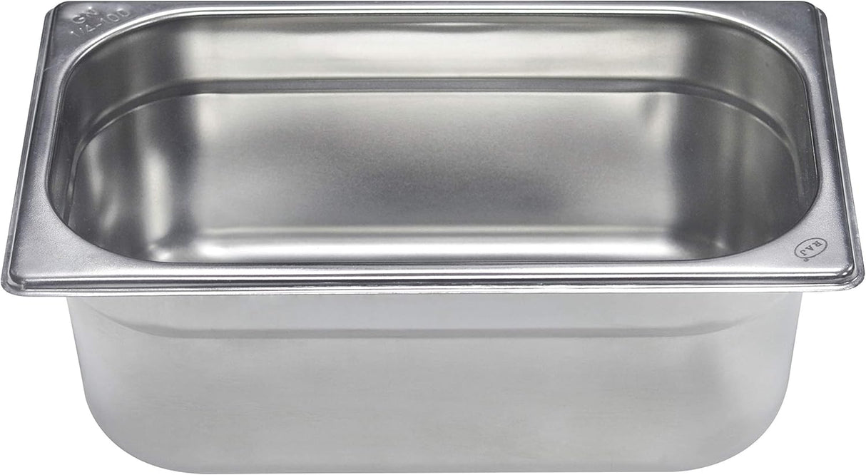 Raj Steel GN Pan Silver Gastronorm Pan Catering Pan Food Warmer Pan Food Storage Container - 26.5cmX16.2cmX10cm - Al Kabayel Discount CentreRaj Steel GN Pan Silver Gastronorm Pan Catering Pan Food Warmer Pan Food Storage Container - 26.5cmX16.2cmX10cmCookwareRAJAl Kabayel Discount Centre