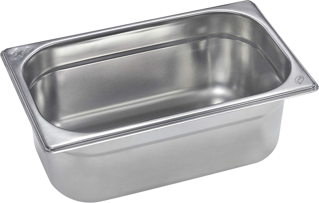 Raj Steel GN Pan Silver Gastronorm Pan Catering Pan Food Warmer Pan Food Storage Container - 26.5cmX16.2cmX10cm - Al Kabayel Discount CentreRaj Steel GN Pan Silver Gastronorm Pan Catering Pan Food Warmer Pan Food Storage Container - 26.5cmX16.2cmX10cmCookwareRAJAl Kabayel Discount Centre
