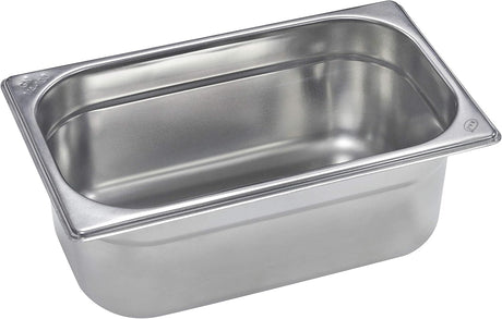 Raj Steel GN Pan Silver Gastronorm Pan Catering Pan Food Warmer Pan Food Storage Container - 26.5cmX16.2cmX10cm - Al Kabayel Discount CentreRaj Steel GN Pan Silver Gastronorm Pan Catering Pan Food Warmer Pan Food Storage Container - 26.5cmX16.2cmX10cmCookwareRAJAl Kabayel Discount Centre