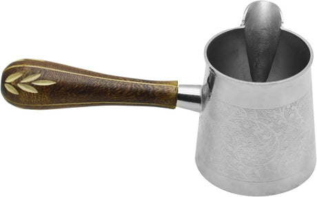 Raj Steel Turkish Coffee Warmer BTCNP3 Arabic Morroccon Greek Pot Warmer for Butter Chocolate and Milk, Stovetop Tea Pot - 200ML - Al Kabayel Discount CentreRaj Steel Turkish Coffee Warmer BTCNP3 Arabic Morroccon Greek Pot Warmer for Butter Chocolate and Milk, Stovetop Tea Pot - 200MLTea/Coffee PotsRAJAl Kabayel Discount Centre