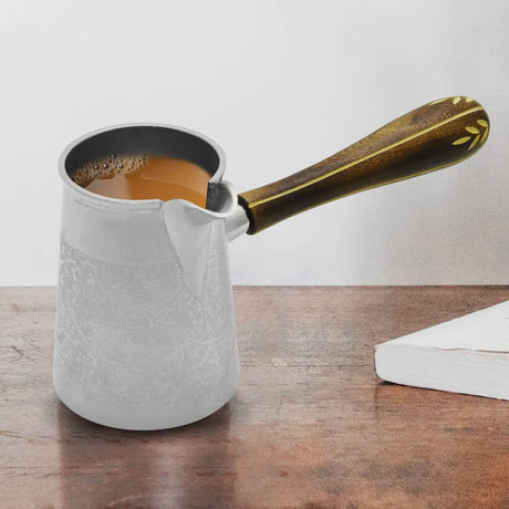 Raj Steel Turkish Coffee Warmer BTCNP4 Arabic Morroccon Greek Pot Warmer for Butter Chocolate and Milk, Stovetop Tea Pot - 300ML - Al Kabayel Discount CentreRaj Steel Turkish Coffee Warmer BTCNP4 Arabic Morroccon Greek Pot Warmer for Butter Chocolate and Milk, Stovetop Tea Pot - 300MLTea/Coffee PotsRAJAl Kabayel Discount Centre