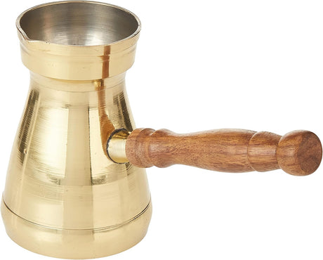 Raj Turkish Coffee Pot with wooden handle Elegant Gold - BTC007, Arabic, Morroccon, Greek Pot, Warmer for Butter, Chocolate and Milk, Stovetop Tea Pot - 7CM - Al Kabayel Discount CentreRaj Turkish Coffee Pot with wooden handle Elegant Gold - BTC007, Arabic, Morroccon, Greek Pot, Warmer for Butter, Chocolate and Milk, Stovetop Tea Pot - 7CMTea/Coffee PotsRAJAl Kabayel Discount Centre