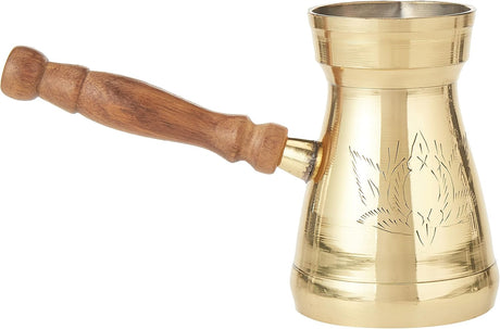 Raj Turkish Coffee Pot with wooden handle Elegant Gold - BTC007, Arabic, Morroccon, Greek Pot, Warmer for Butter, Chocolate and Milk, Stovetop Tea Pot - 7CM - Al Kabayel Discount CentreRaj Turkish Coffee Pot with wooden handle Elegant Gold - BTC007, Arabic, Morroccon, Greek Pot, Warmer for Butter, Chocolate and Milk, Stovetop Tea Pot - 7CMTea/Coffee PotsRAJAl Kabayel Discount Centre