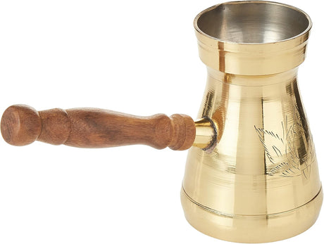 Raj Turkish Coffee Pot with wooden handle Elegant Gold - BTC007, Arabic, Morroccon, Greek Pot, Warmer for Butter, Chocolate and Milk, Stovetop Tea Pot - 7CM - Al Kabayel Discount CentreRaj Turkish Coffee Pot with wooden handle Elegant Gold - BTC007, Arabic, Morroccon, Greek Pot, Warmer for Butter, Chocolate and Milk, Stovetop Tea Pot - 7CMTea/Coffee PotsRAJAl Kabayel Discount Centre