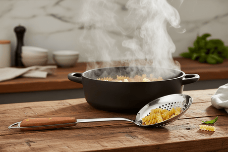 Raj Wooden Handle Skimmer 40 cm RW0003 – Deep Fry & Pasta Strainer Spoon - Al Kabayel Discount CentreRaj Wooden Handle Skimmer 40 cm RW0003 – Deep Fry & Pasta Strainer SpoonSkimmerRAJAl Kabayel Discount Centre