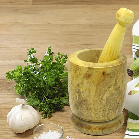 Raj Wooden Mortar And Pestle Set Wooden WMO003, Garlic Crusher , Manual Spices Grinder Chutney Maker Ideal for Ginger Garlic, Herbs Grinder - 12CM - Al Kabayel Discount CentreRaj Wooden Mortar And Pestle Set Wooden WMO003, Garlic Crusher , Manual Spices Grinder Chutney Maker Ideal for Ginger Garlic, Herbs Grinder - 12CMKitchen Utensils & GadgetsRAJAl Kabayel Discount Centre