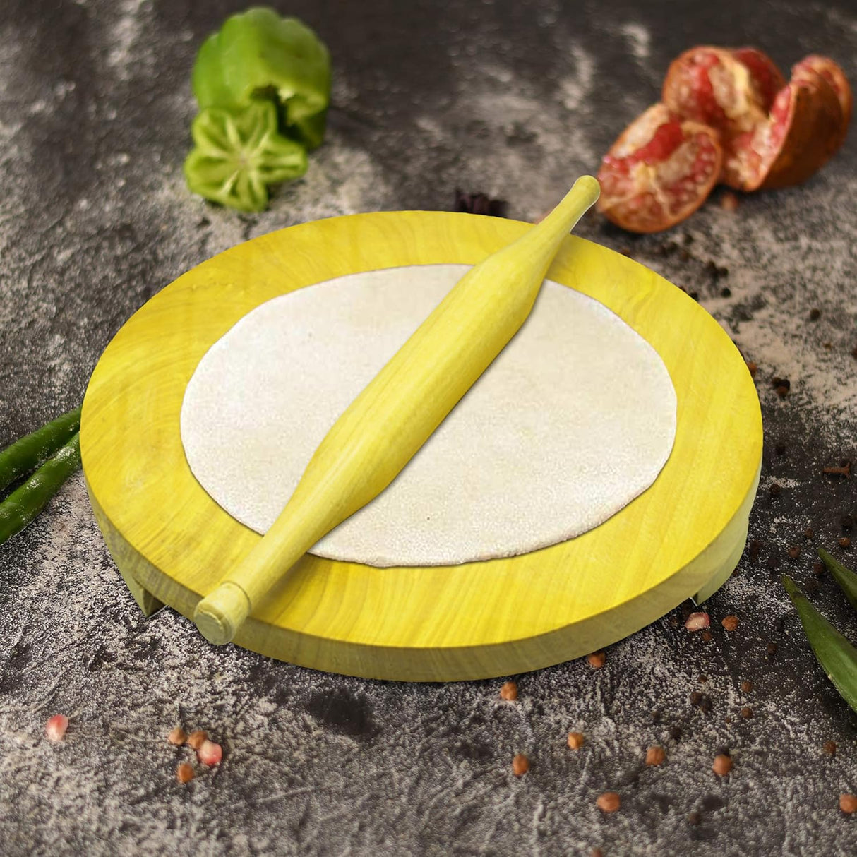 Raj Wooden Rolling Pin and Board Set Wooden WCB012 Chakla Belan Roti Roller Chapati Maker, Roti Maker, Tortilla Roller - 12Inch - Al Kabayel Discount CentreRaj Wooden Rolling Pin and Board Set Wooden WCB012 Chakla Belan Roti Roller Chapati Maker, Roti Maker, Tortilla Roller - 12InchKitchen Utensils & GadgetsRAJAl Kabayel Discount Centre