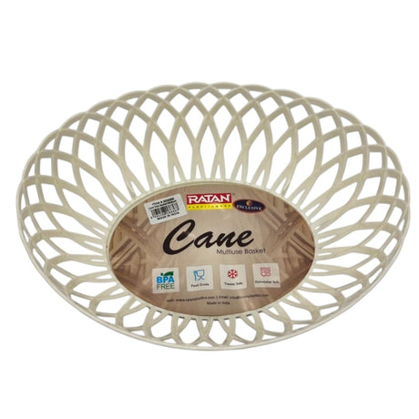 Ratan Cane Plastic Oval Shape Fruit Basket (Medium) - 30cmX23cmX8cm - White - Al Kabayel Discount CentreRatan Cane Plastic Oval Shape Fruit Basket (Medium) - 30cmX23cmX8cm - WhiteOrganizers & AccessoriesRATANAl Kabayel Discount Centre