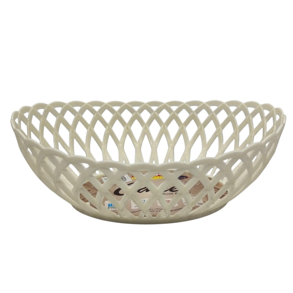 Ratan Cane Plastic Oval Shape Fruit Basket (Medium) - 30cmX23cmX8cm - White - Al Kabayel Discount CentreRatan Cane Plastic Oval Shape Fruit Basket (Medium) - 30cmX23cmX8cm - WhiteOrganizers & AccessoriesRATANAl Kabayel Discount Centre