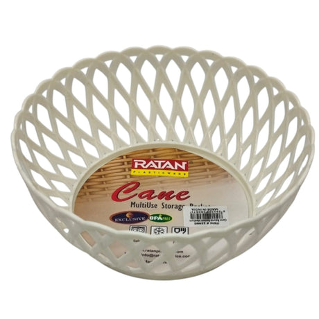 Ratan Cane Plastic Round Fruit Bowl Basket (Medium) - 20cmX8cm - White - Al Kabayel Discount CentreRatan Cane Plastic Round Fruit Bowl Basket (Medium) - 20cmX8cm - WhiteOrganizers & AccessoriesRATANAl Kabayel Discount Centre