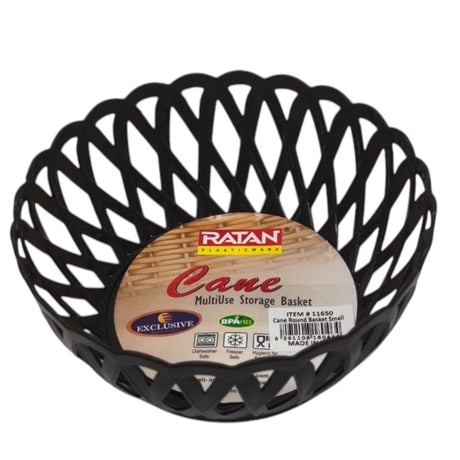 Ratan Cane Plastic Round Fruit Bowl Basket (Small) - 15cmX7cm - Black - Al Kabayel Discount CentreRatan Cane Plastic Round Fruit Bowl Basket (Small) - 15cmX7cm - BlackOrganizers & AccessoriesRatanAl Kabayel Discount Centre