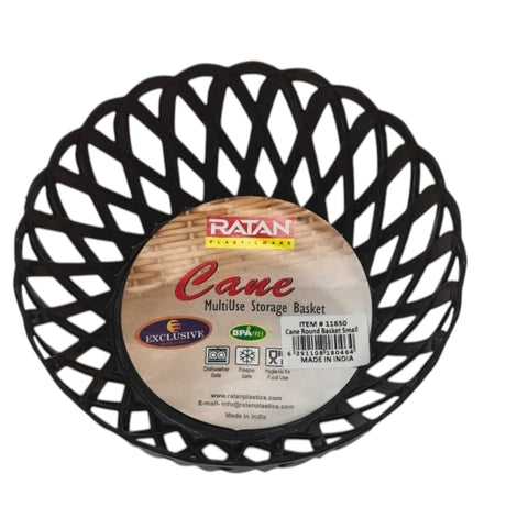Ratan Cane Plastic Round Fruit Bowl Basket (Small) - 15cmX7cm - Black - Al Kabayel Discount CentreRatan Cane Plastic Round Fruit Bowl Basket (Small) - 15cmX7cm - BlackOrganizers & AccessoriesRatanAl Kabayel Discount Centre