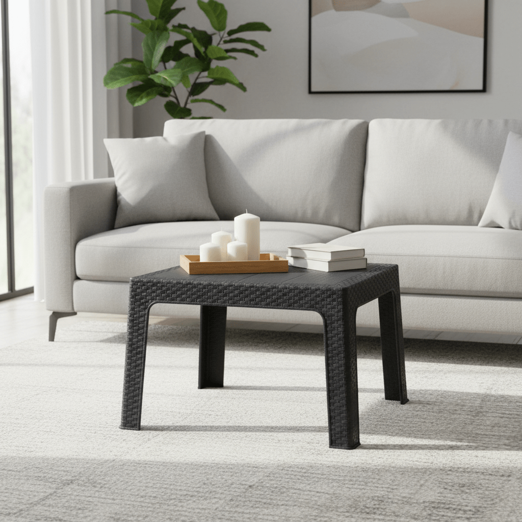 Rattan-Style Plastic Coffee Table - 43×42cm - Black / White - Al Kabayel Discount CentreRattan-Style Plastic Coffee Table - 43×42cm - Black / WhiteOrganizers & AccessoriesAKDCAl Kabayel Discount Centre