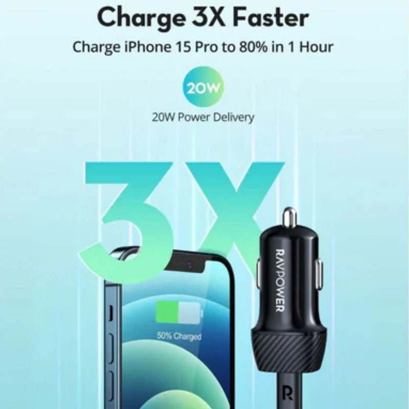 RAVPOWER PD Pioneer 20 Watt 1 - Port Car Charger - Black - Al Kabayel Discount CentreRAVPOWER PD Pioneer 20 Watt 1 - Port Car Charger - BlackCords & AdaptersRAVPOWERAl Kabayel Discount Centre