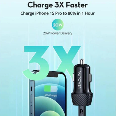 RAVPOWER PD Pioneer 20 Watt 1 - Port Car Charger - Black - Al Kabayel Discount CentreRAVPOWER PD Pioneer 20 Watt 1 - Port Car Charger - BlackCords & AdaptersRAVPOWERAl Kabayel Discount Centre