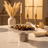 Raz Silver Metal Footed White Ceramic Candy Bowl for Sweets, Dates & Serving Display 25 × 13 cm - Al Kabayel Discount CentreRaz Silver Metal Footed White Ceramic Candy Bowl for Sweets, Dates & Serving Display 25 × 13 cmBowlsRAZAl Kabayel Discount Centre