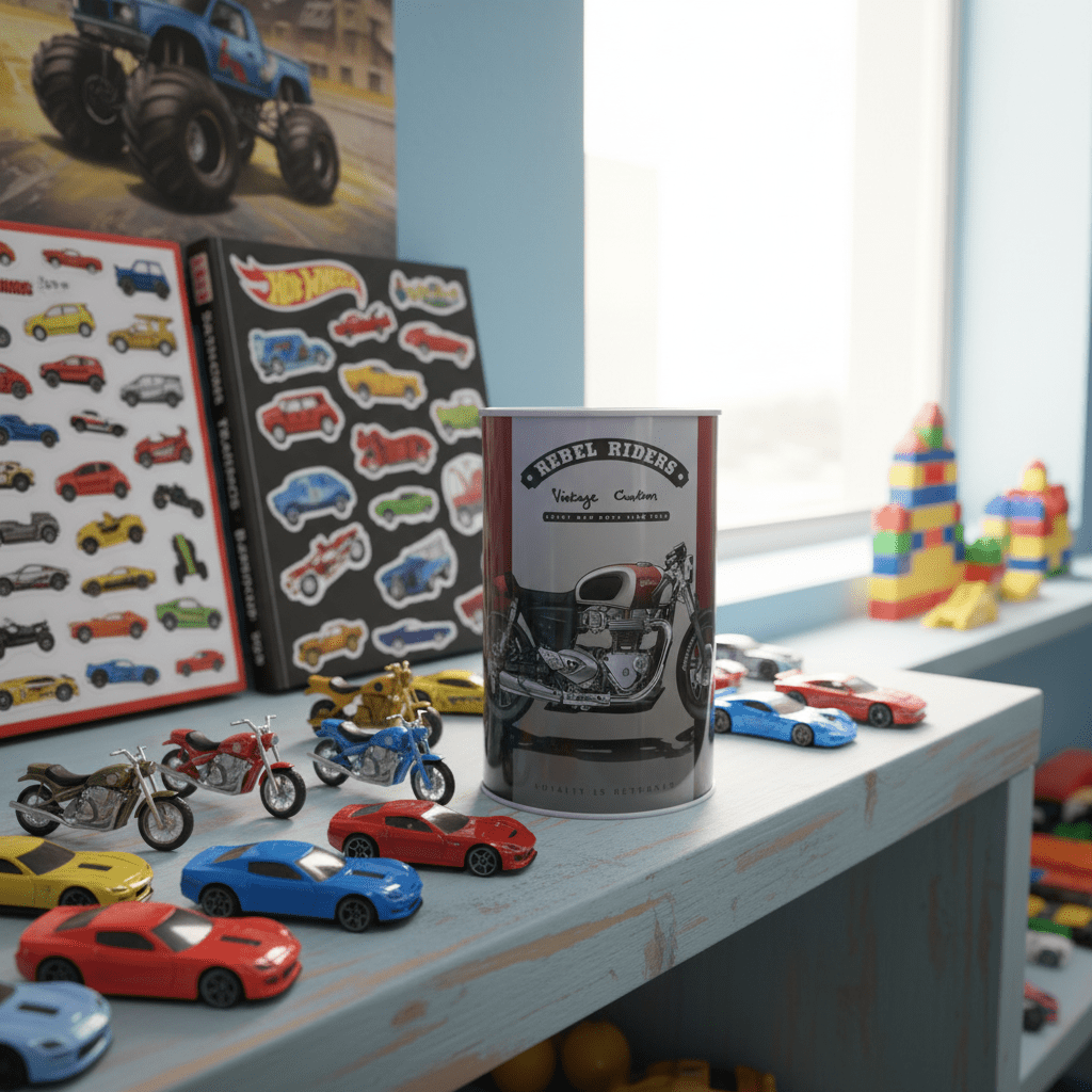 Rebel Riders Vintage Custom Metal Coin Piggy Bank Tin Box – Motorcycle Savings Box for Kids | 13×8 cm - Al Kabayel Discount CentreRebel Riders Vintage Custom Metal Coin Piggy Bank Tin Box – Motorcycle Savings Box for Kids | 13×8 cmOrganizers & AccessoriesAKDCAl Kabayel Discount Centre