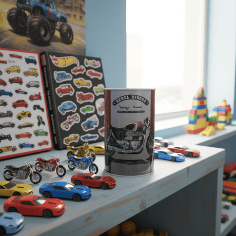 Rebel Riders Vintage Custom Metal Coin Piggy Bank Tin Box – Motorcycle Savings Box for Kids | 13×8 cm - Al Kabayel Discount CentreRebel Riders Vintage Custom Metal Coin Piggy Bank Tin Box – Motorcycle Savings Box for Kids | 13×8 cmOrganizers & AccessoriesAKDCAl Kabayel Discount Centre