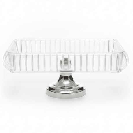 Rectangle Acrylic Candy Tray with Silver Metal Footed Base | 32×21cm | Crystal Clear Serving Dish - Al Kabayel Discount CentreRectangle Acrylic Candy Tray with Silver Metal Footed Base | 32×21cm | Crystal Clear Serving DishServing TraysAKDCAl Kabayel Discount Centre