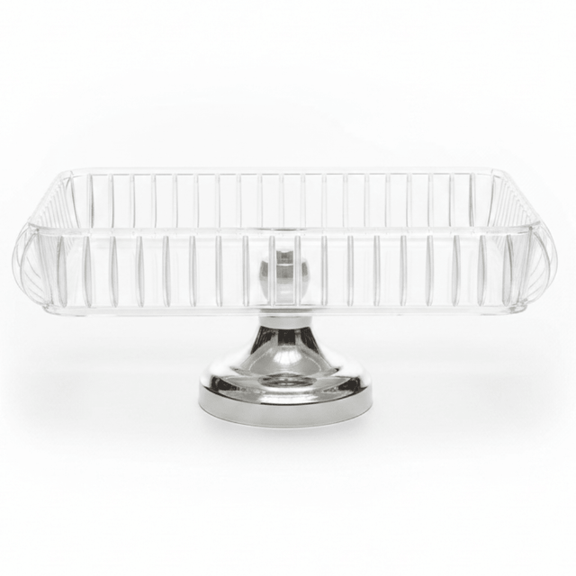 Rectangle Acrylic Candy Tray with Silver Metal Footed Base | 32×21cm | Crystal Clear Serving Dish - Al Kabayel Discount CentreRectangle Acrylic Candy Tray with Silver Metal Footed Base | 32×21cm | Crystal Clear Serving DishServing TraysAKDCAl Kabayel Discount Centre